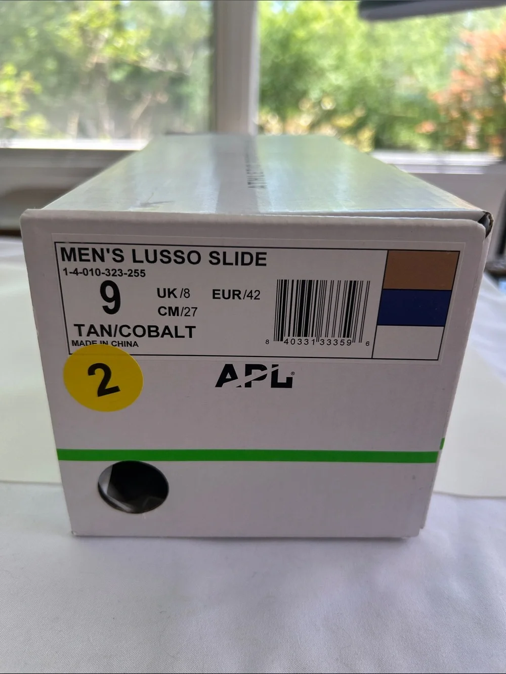 APL Men’s Lusso Nappa Leather Slides Tan Cobalt NEW in Box Size 9